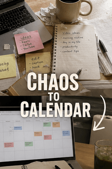 “Chaos to calendar” slideshow cover Mel produced
