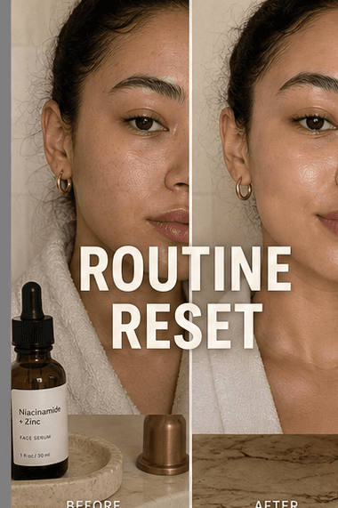 “Routine reset” before-and-after cover Mel produced
